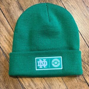 Notre Dame Hockey Green Knit Beanie with Patch Logo